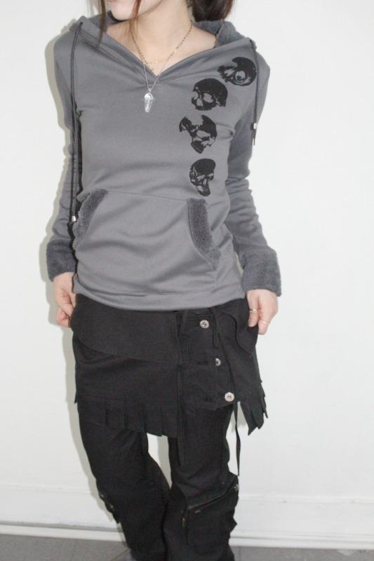 히피디피 skull hoody tee