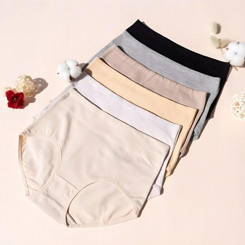 위지이버 여성 면 팬티 6종 세트 순면 데일리 삼각 속옷, XL(95), 혼합색상6장