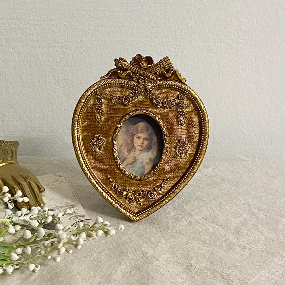 미니 하트액자 골드 탁상용 벽걸이 빈티지