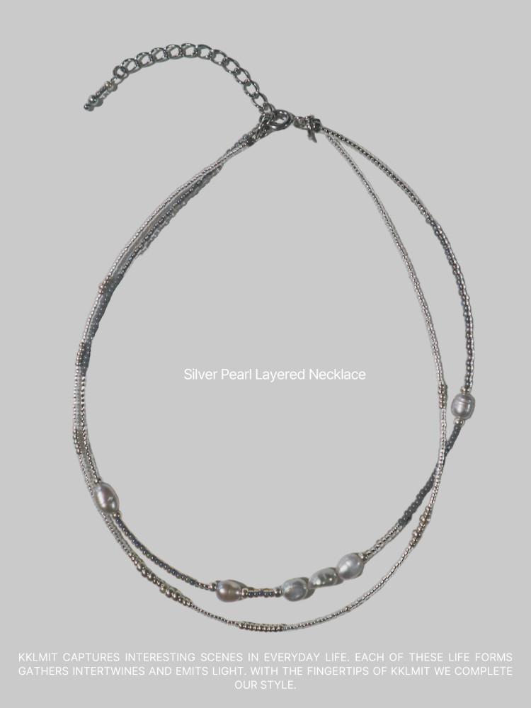 Silver Pearl Layered Necklace