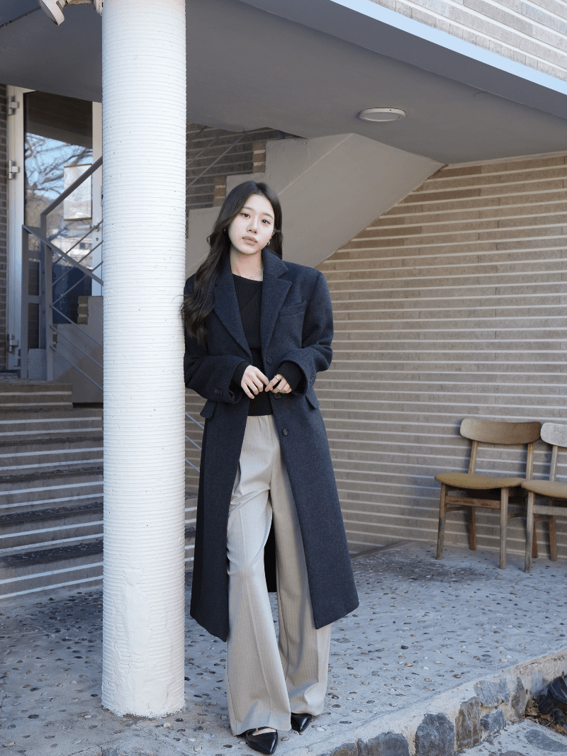 [Nouarté] 프리미엄 캐시미어 울 코트 (차콜)