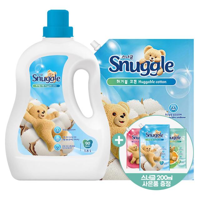 스너글 초고농축 섬유유연제 허거블 코튼 1.8L + 리필 1.5L