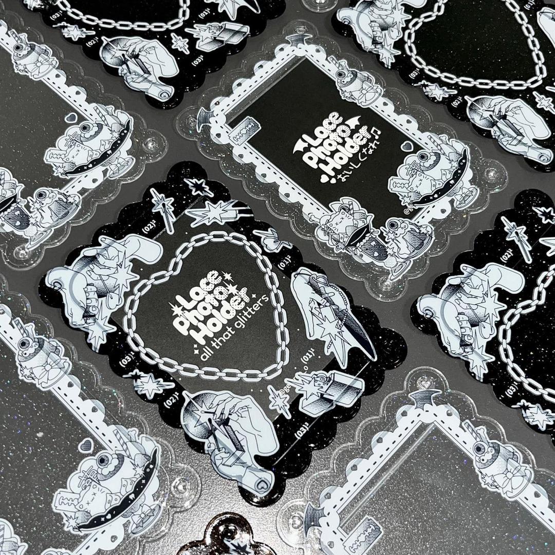 [GEETRUO] Lace photo card holder (Chain heart, pudding)