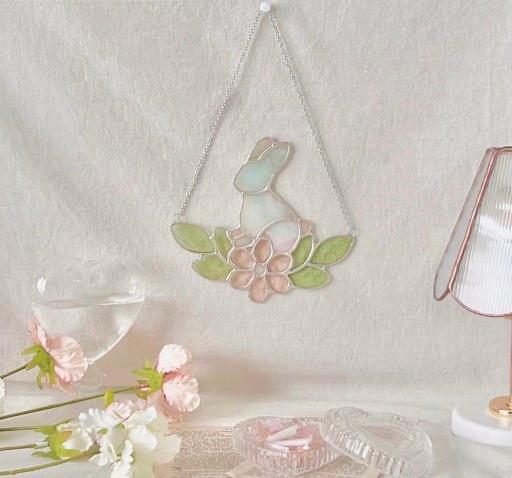 스테인드글라스 가랜드 토끼 썬캐쳐