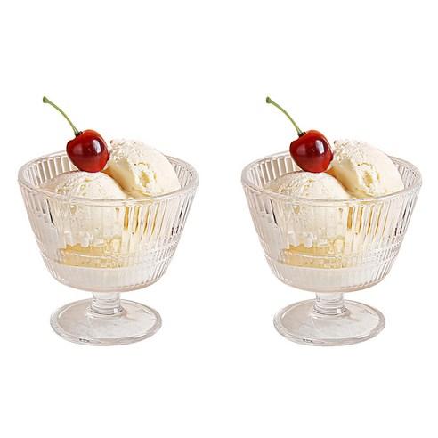 델리글라스 스트라이프 아이스크림잔 340ml TK9003-4, 투명, 2개 - 디저트볼/빙수볼 | 쿠팡