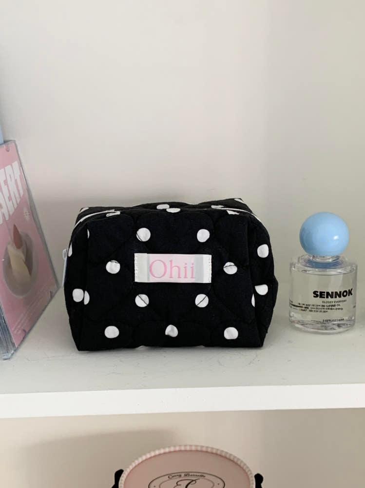 블랙 도트 지퍼 파우치_오히