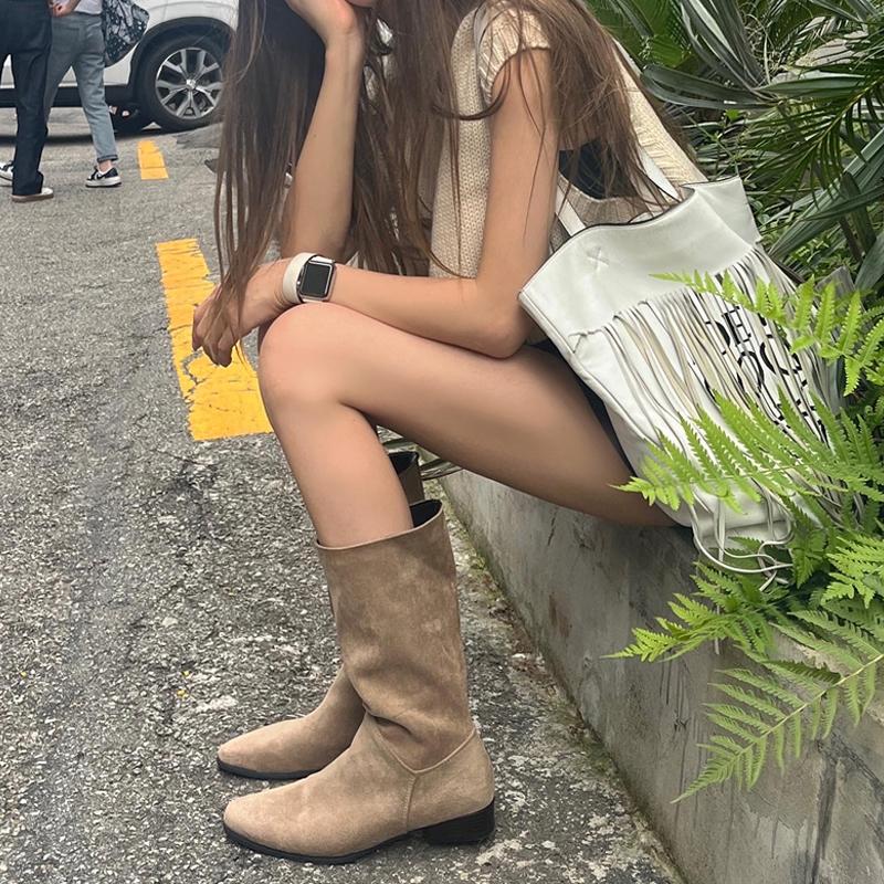 [RB4506] 리뷰트 스웨이드 링클 부츠3cm/4cm