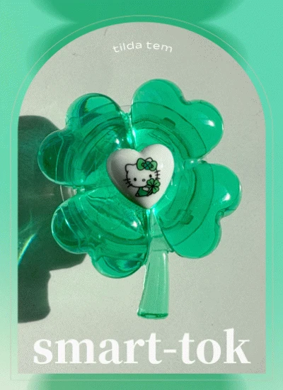 🍀행운만땅🍀 레진 투명 네잎클로버 캣 스마트톡
