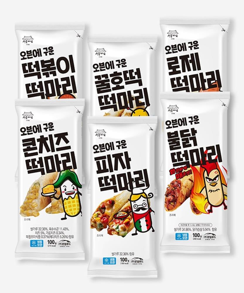 로뎀 쌀로만든 구운떡 마리 로제, 피자,불닭,콘치즈, 꿀호떡, 누드떡볶이 6종
