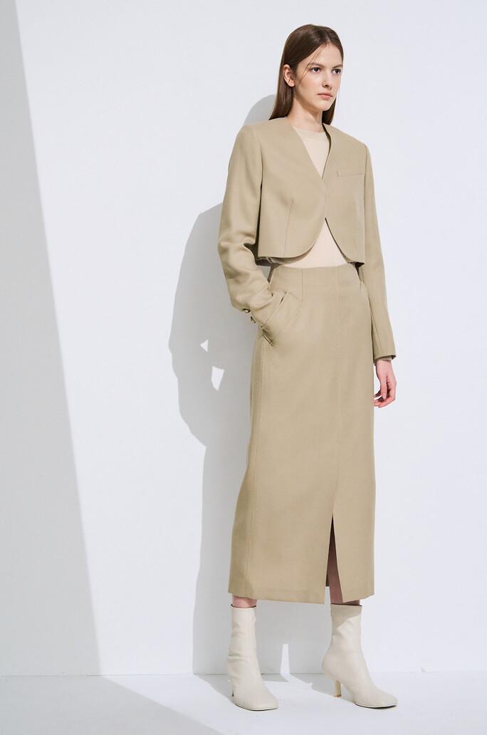 [TIME] 울 크롭 언밸런스 헴 자켓