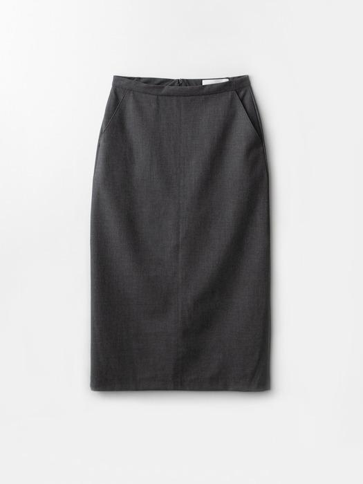 Wool stitch midi skirt (Dark grey)