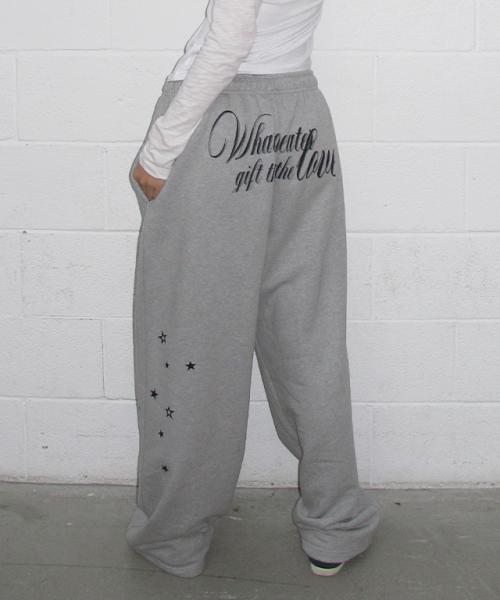 BACK LETTERING SWEAT JOGGER PANTS GREY