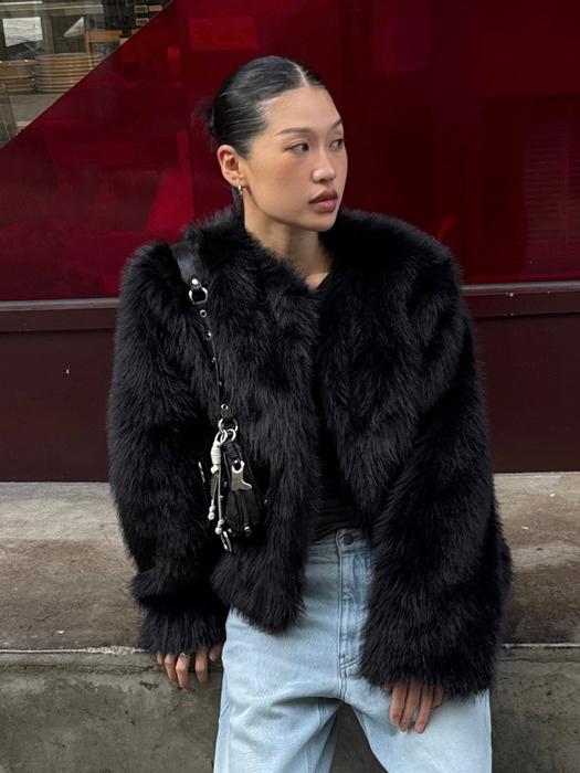 AMELIA FUR JACKET - BLACK