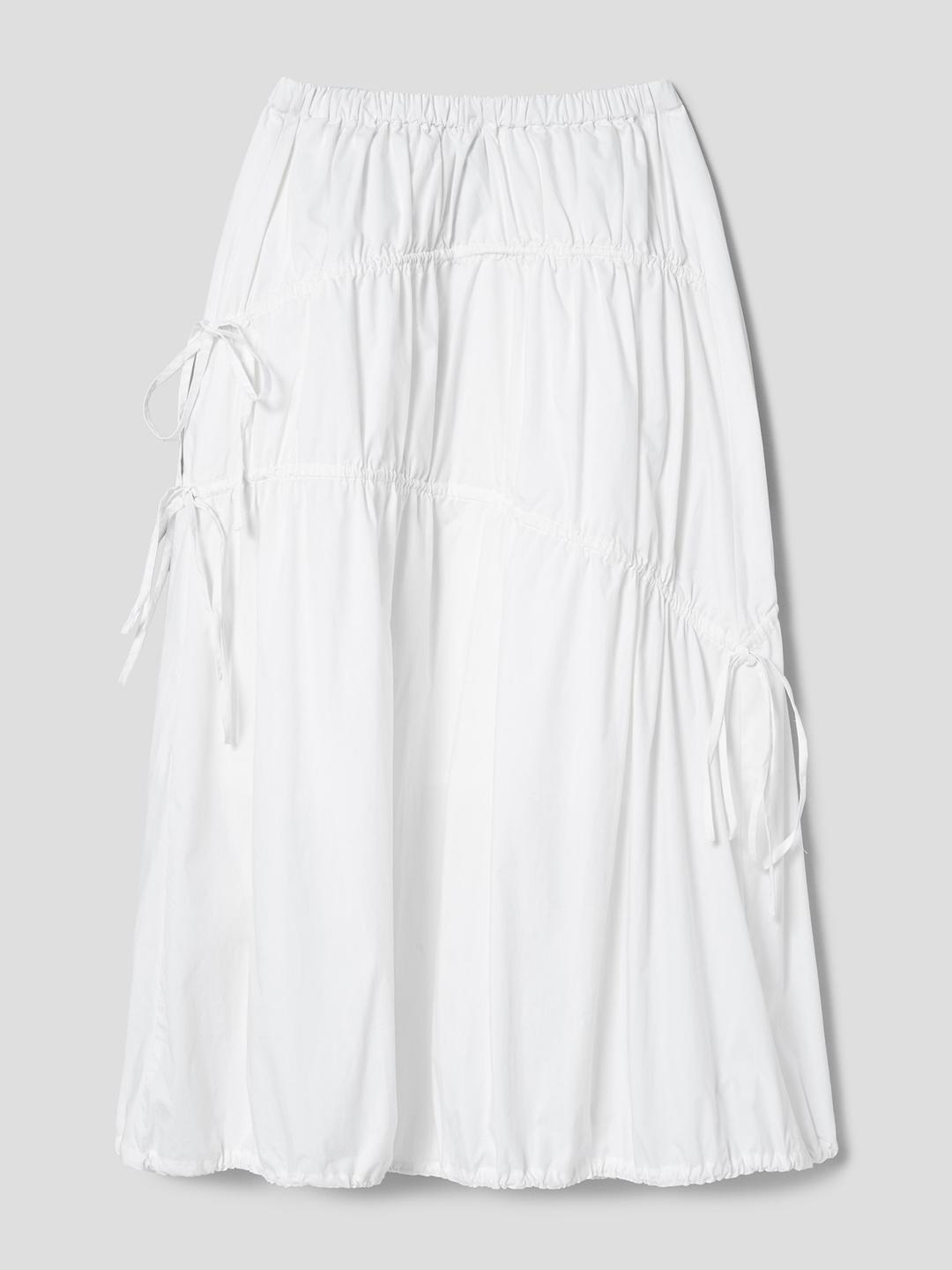 코튼 나일론 스트링 스커트 - 화이트