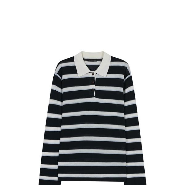 STRIPE COLLAR Knit T-Shirt