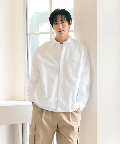 스파오(SPAO)  [링클프리] 오버핏 옥스포드 셔츠_SPYWE49C51 - 사이즈 & 후기 | 무신사