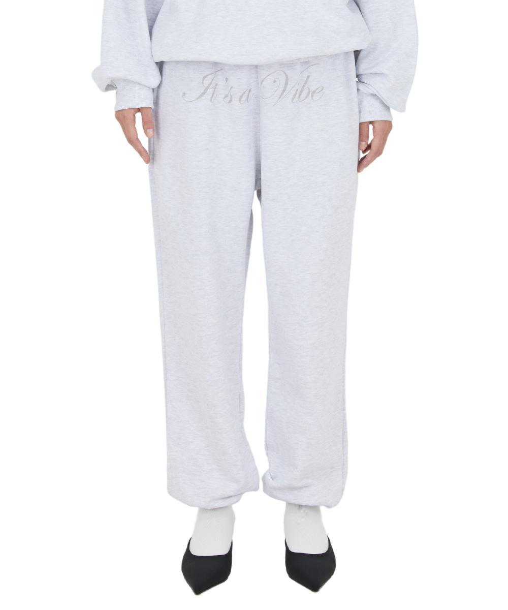 [IPT002-2]시그니처 그래픽 조거 팬츠 - 백멜란지