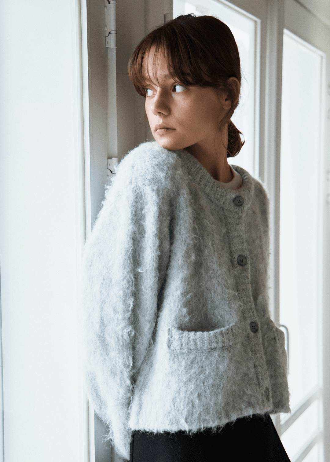 Mohair brush cardigan (melange)
