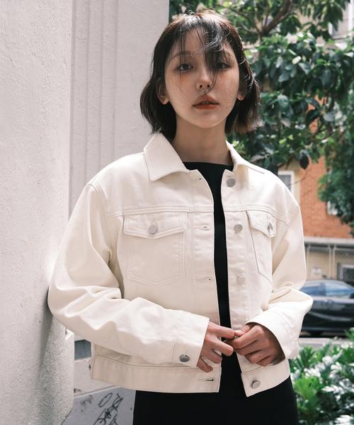 Color Denim Trucker Jacket_Ivory