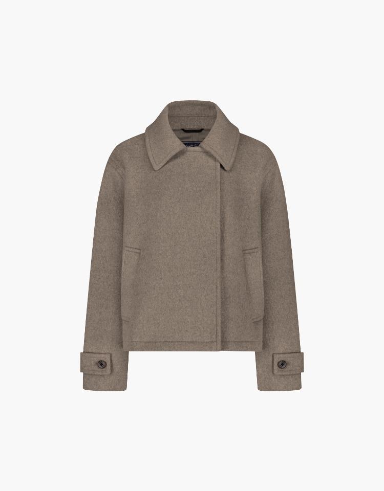 wool short coat - oatmeal