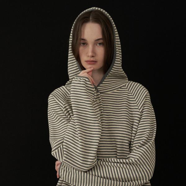 버튼 후디 스웻셔츠 - Gray