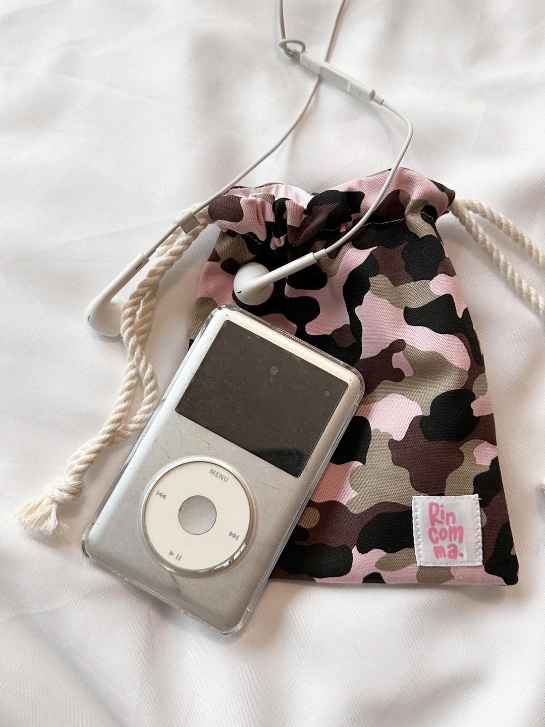 pink camouflage string pouch