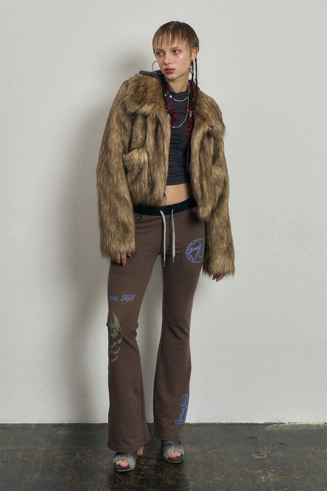 FLECKED ASH FUR JACKET BEIGE