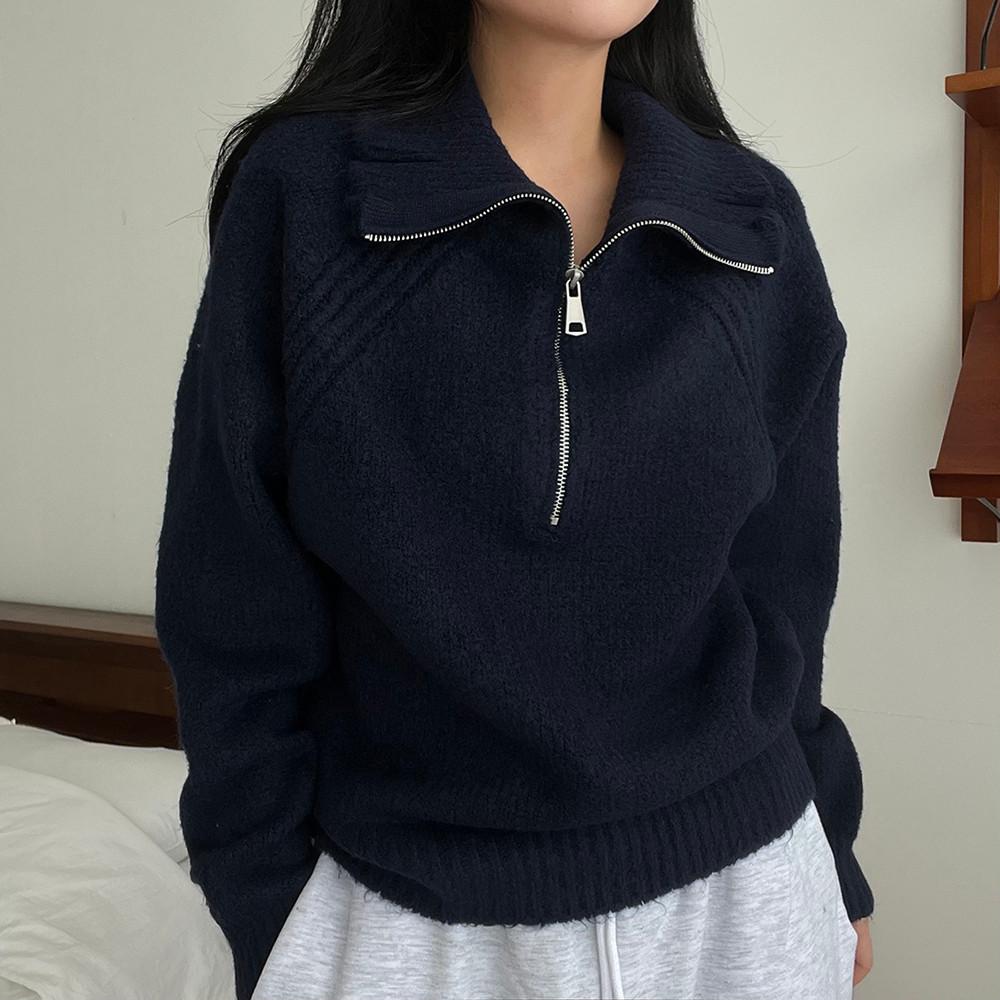 tension half zip-up knit 텐션 반집업 니트 (4color)