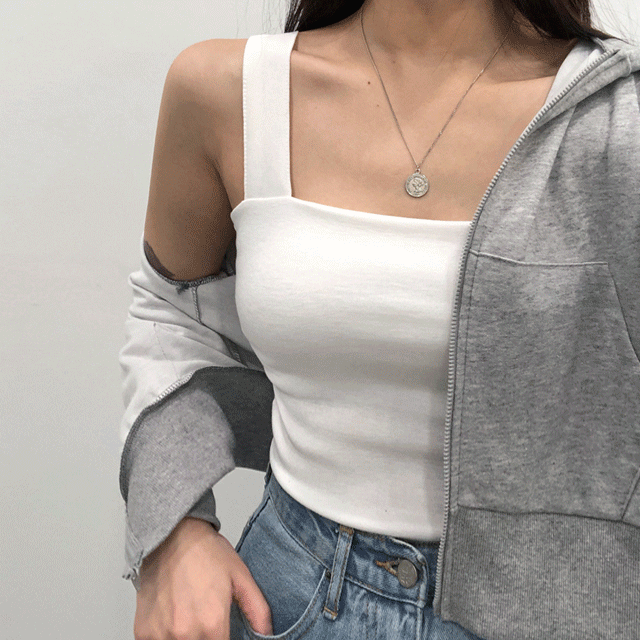 (1+1할인/무조건 소장각!!!) 스판 크롭 스퀘어 나시