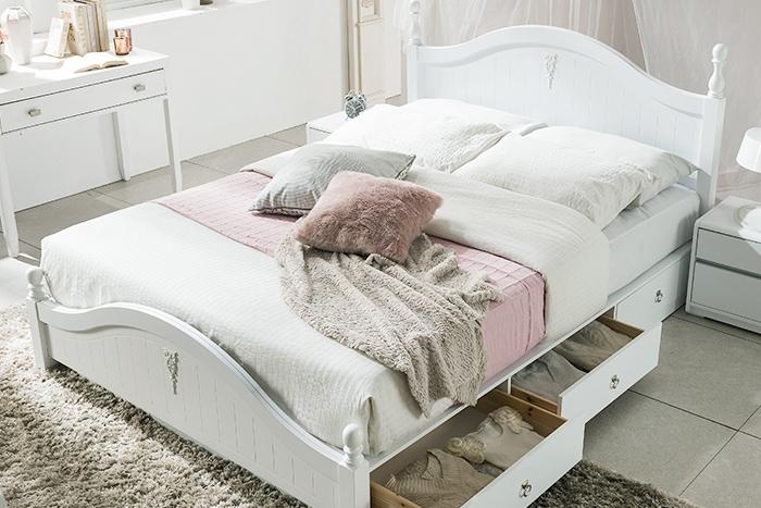 엘리브 퓨어 통깔판 수납 침대 프레임 SS/Q