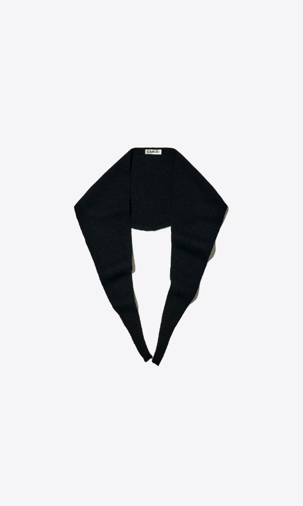 CASHMERE BLEND WOOL PETITE KNIT SCARF (BLACK)