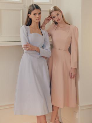PENELOPE Square neck flared dress (4color)