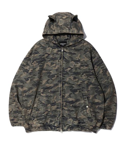 DEVIL EARS CAMO WASHING SET UP DENIM HOODY ZIP UP BEIGE