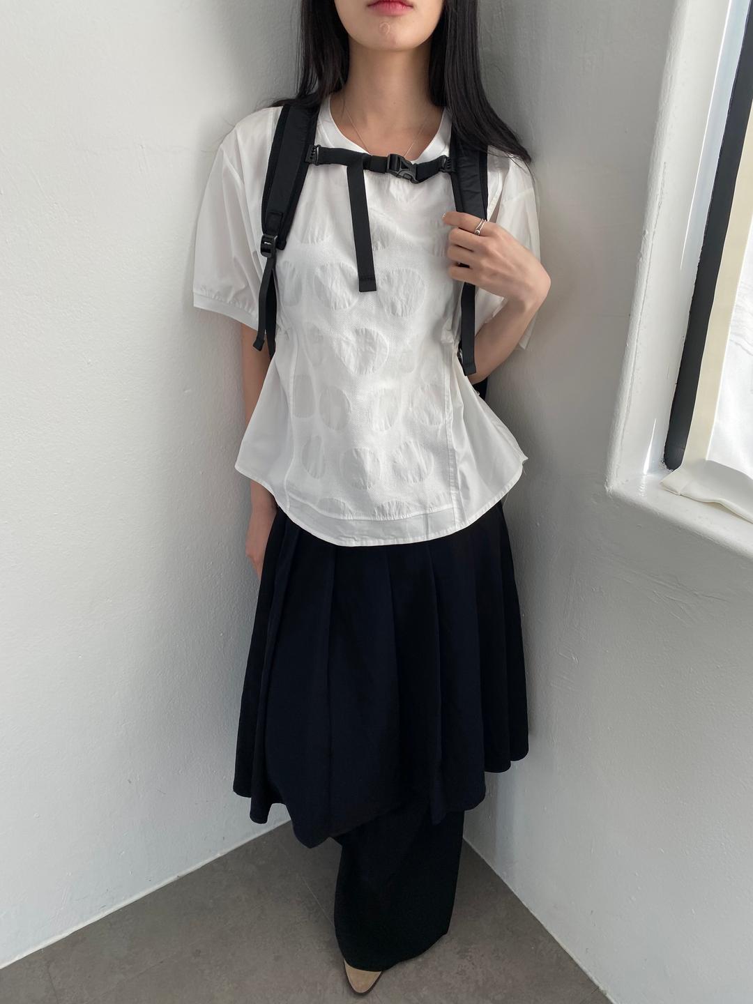 페르소비 [러블리₊˚✩彡일본감성] 도트 가오리 루즈핏 반팔 블라우스