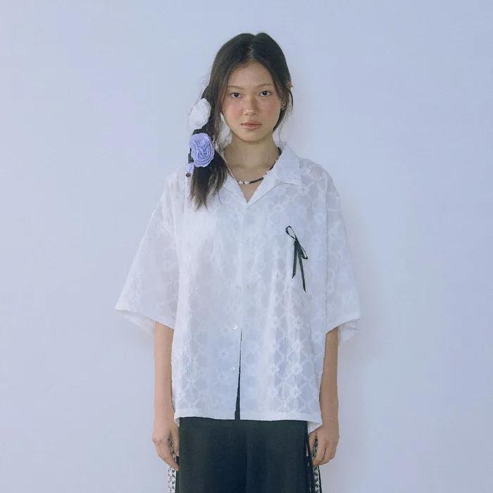 6월23일 예약배송_Lazy Crochet Shirt_White