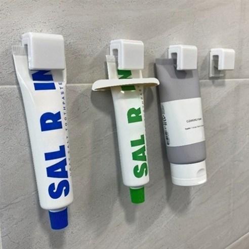 브로픽 무타공 클립형 치약걸이 4개 + 치약클립 1개, 화이트, 1세트 - 옷걸이/도어훅 | 쿠팡