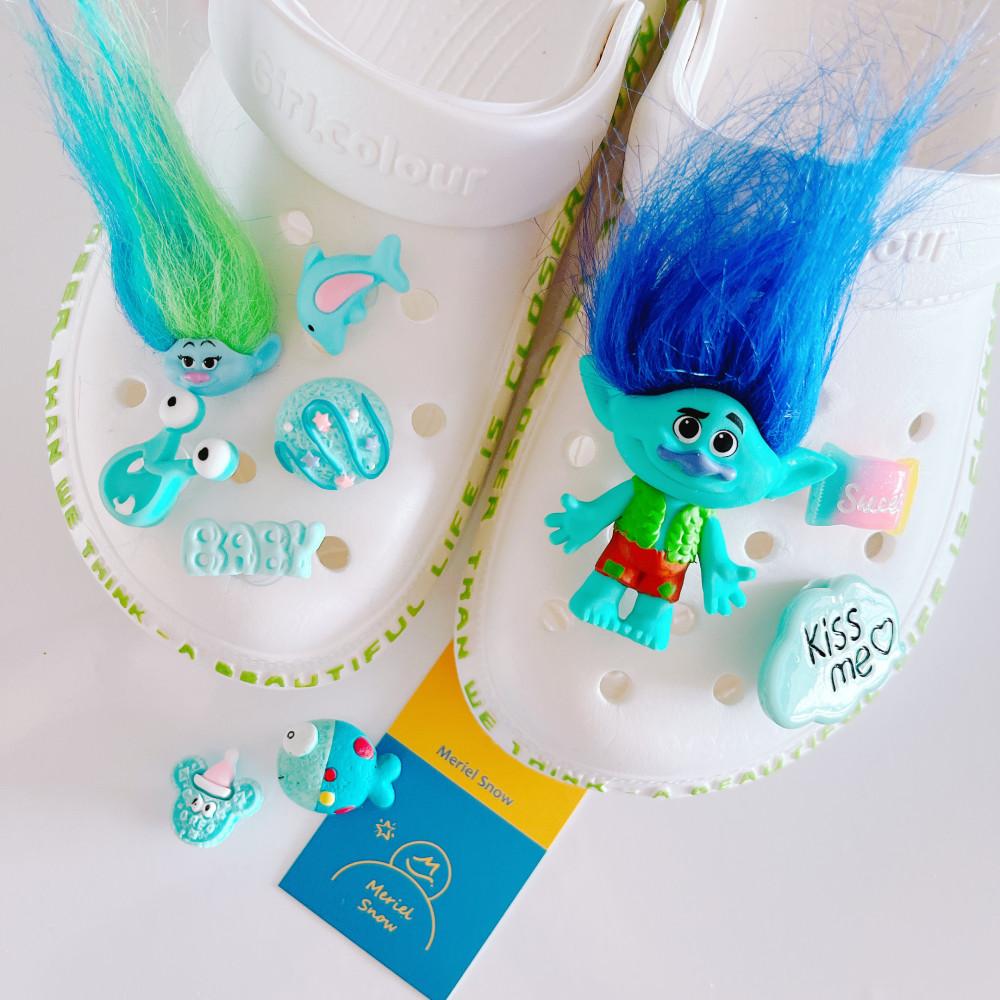 트롤지비츠 호환 블루 신발 파츠 악세사리 슬리퍼 참 세트