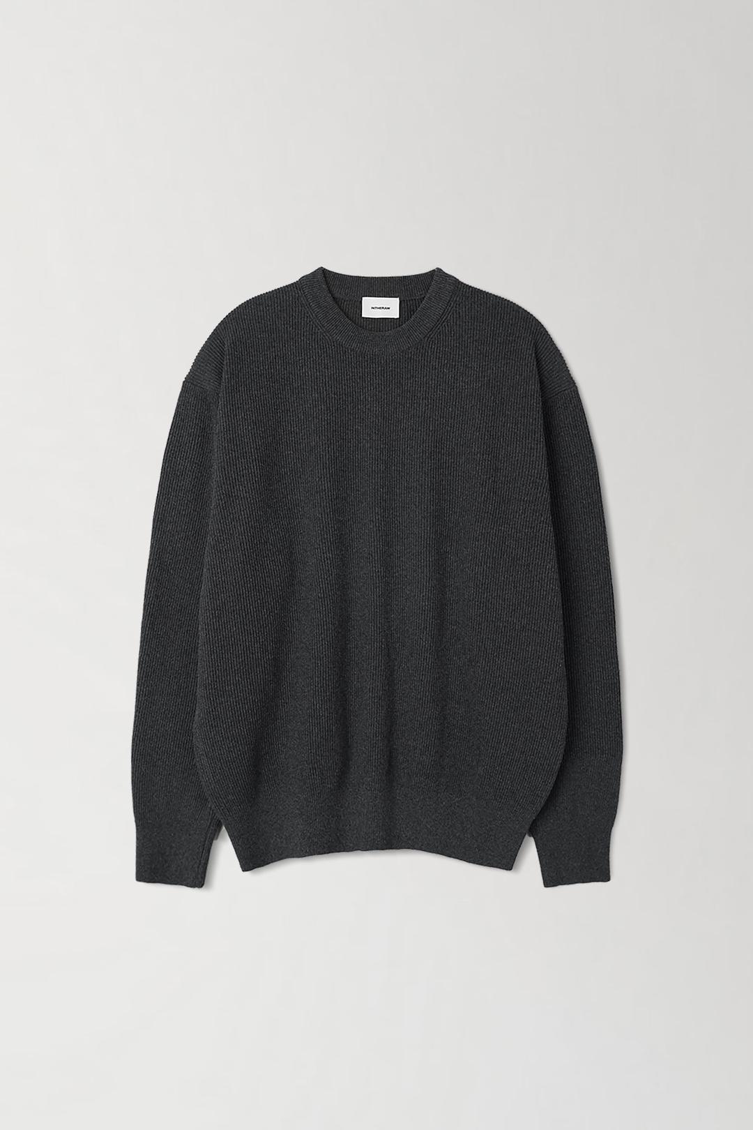 [5TH] COTTON RIB KNIT CREWNECK - CARBON GREY