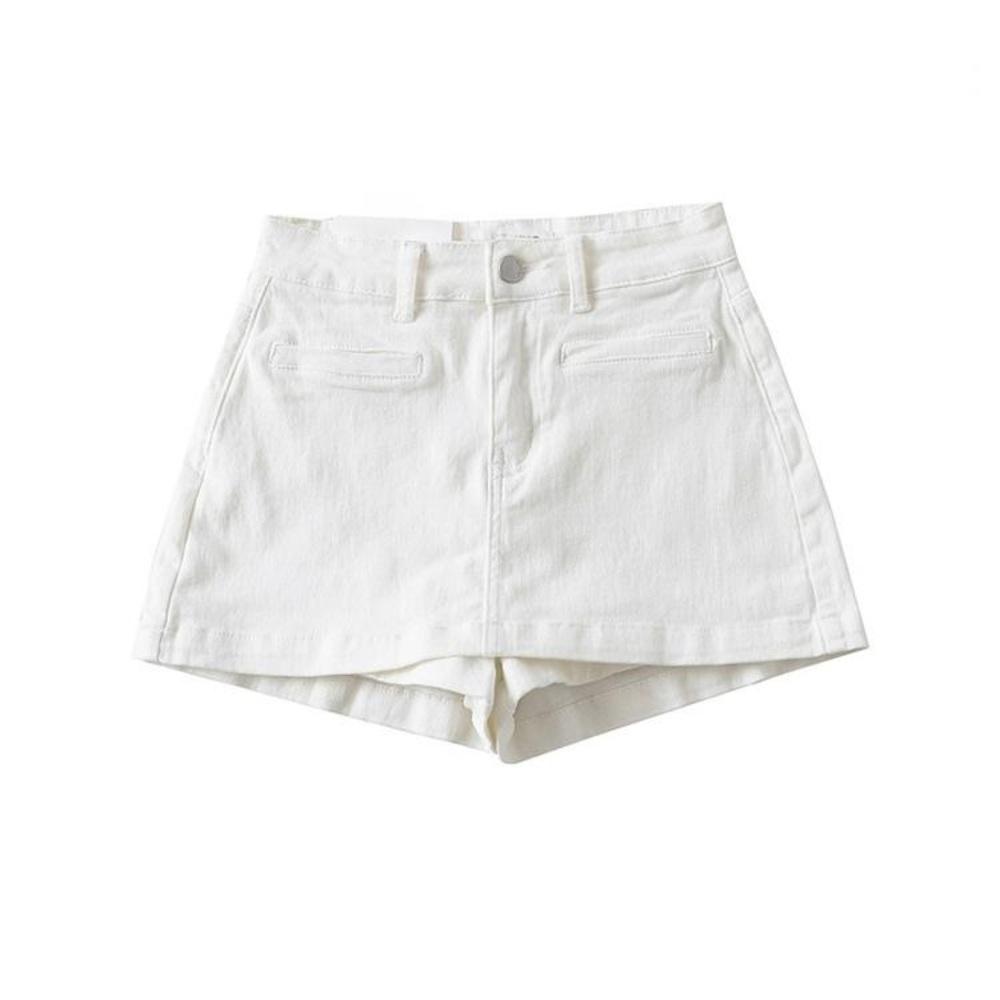 프론트 포켓 화이트 데님 숏 팬츠 231425792