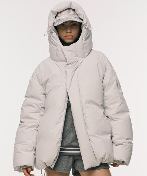 HOOD DOWN PUFFER LIGHT GREY
