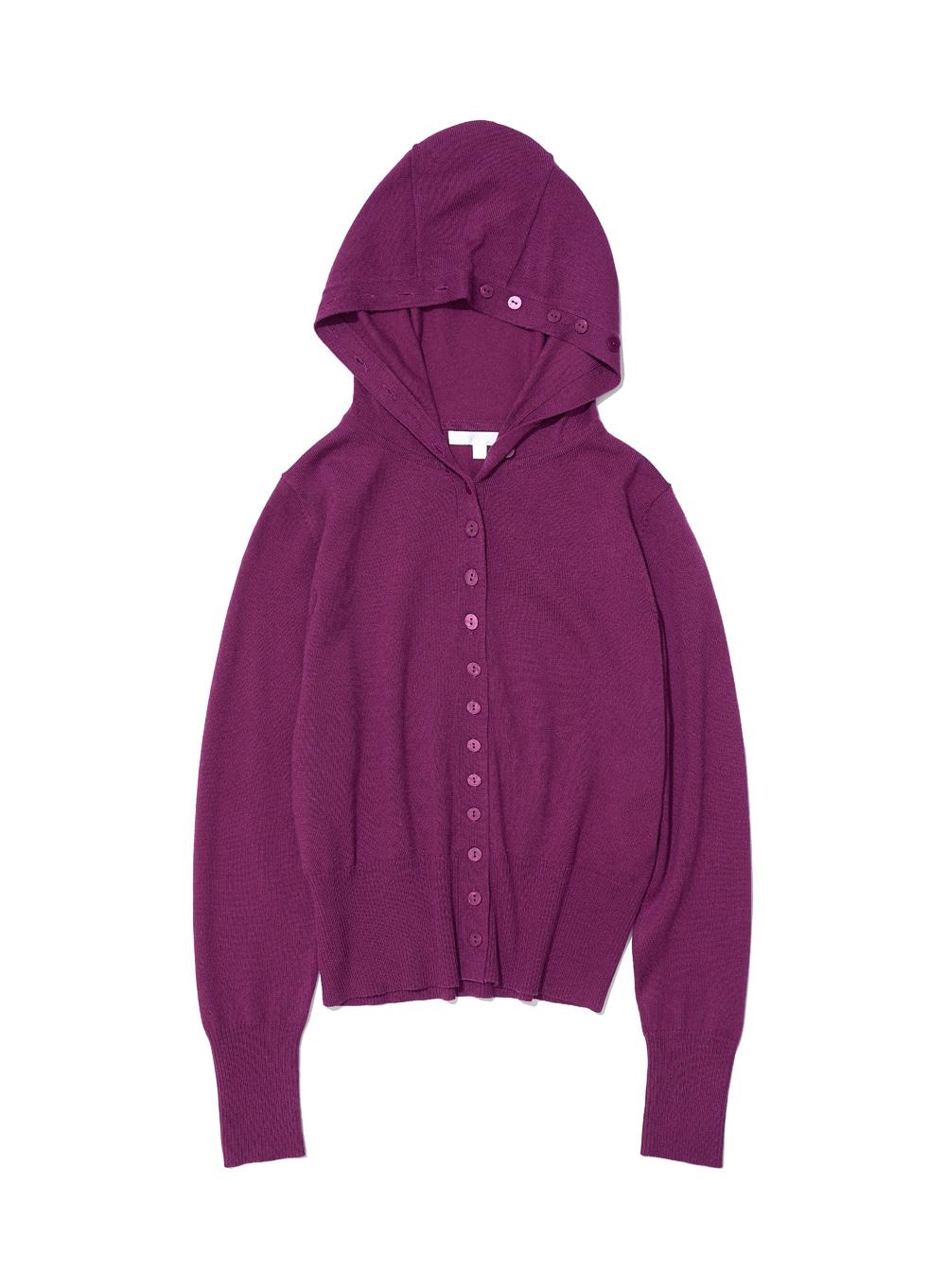 [WOMEN] PWC HOODED BUTTON UP CARDIGAN_PLUM