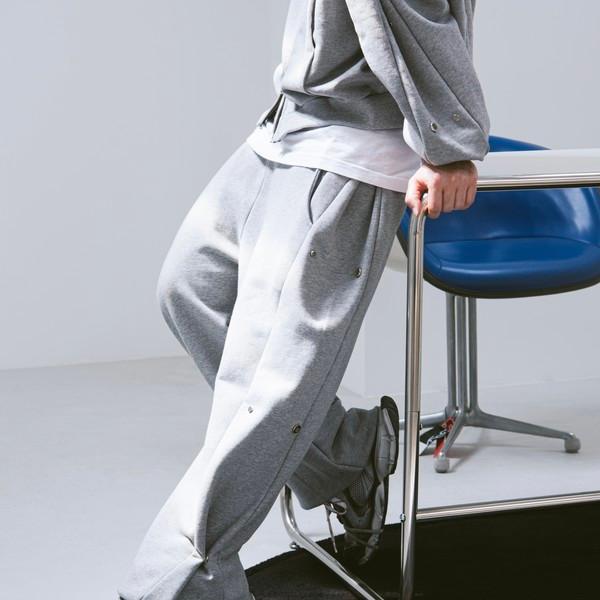 SIDE SNAP WIDE C/P HEAVY SWEAT PANTS MELANGE GREY