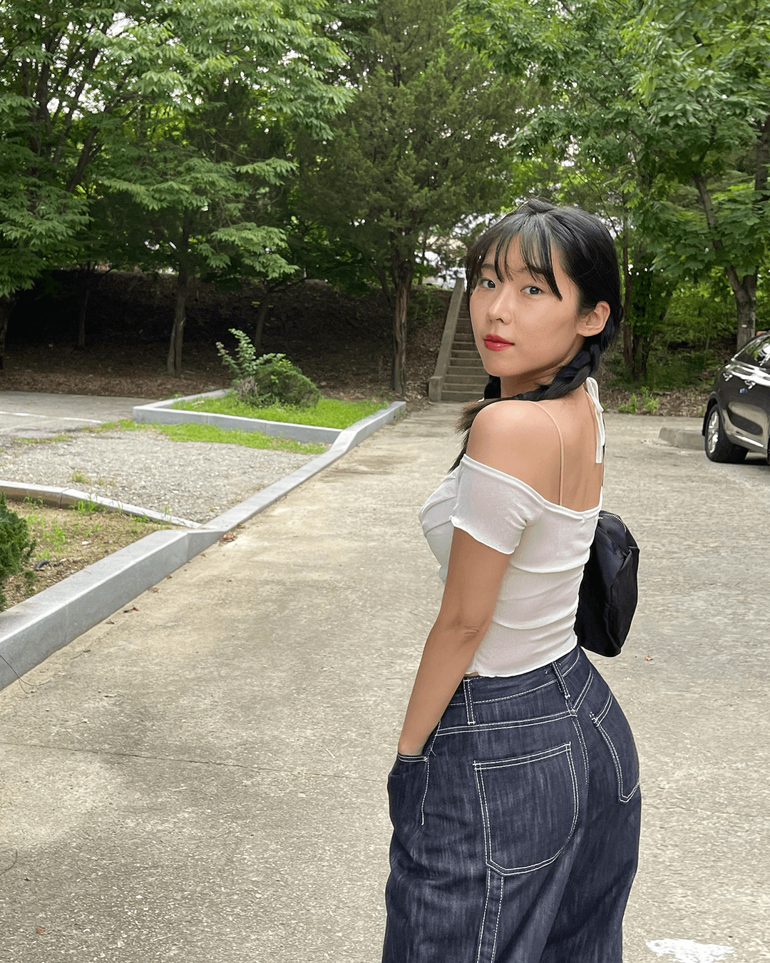 [3컬러/어넓추천] 드레이프 홀터 크롭탑