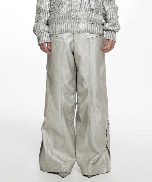 INDUSTRIAL LEATHER PANTS (UNISEX) SILVER
