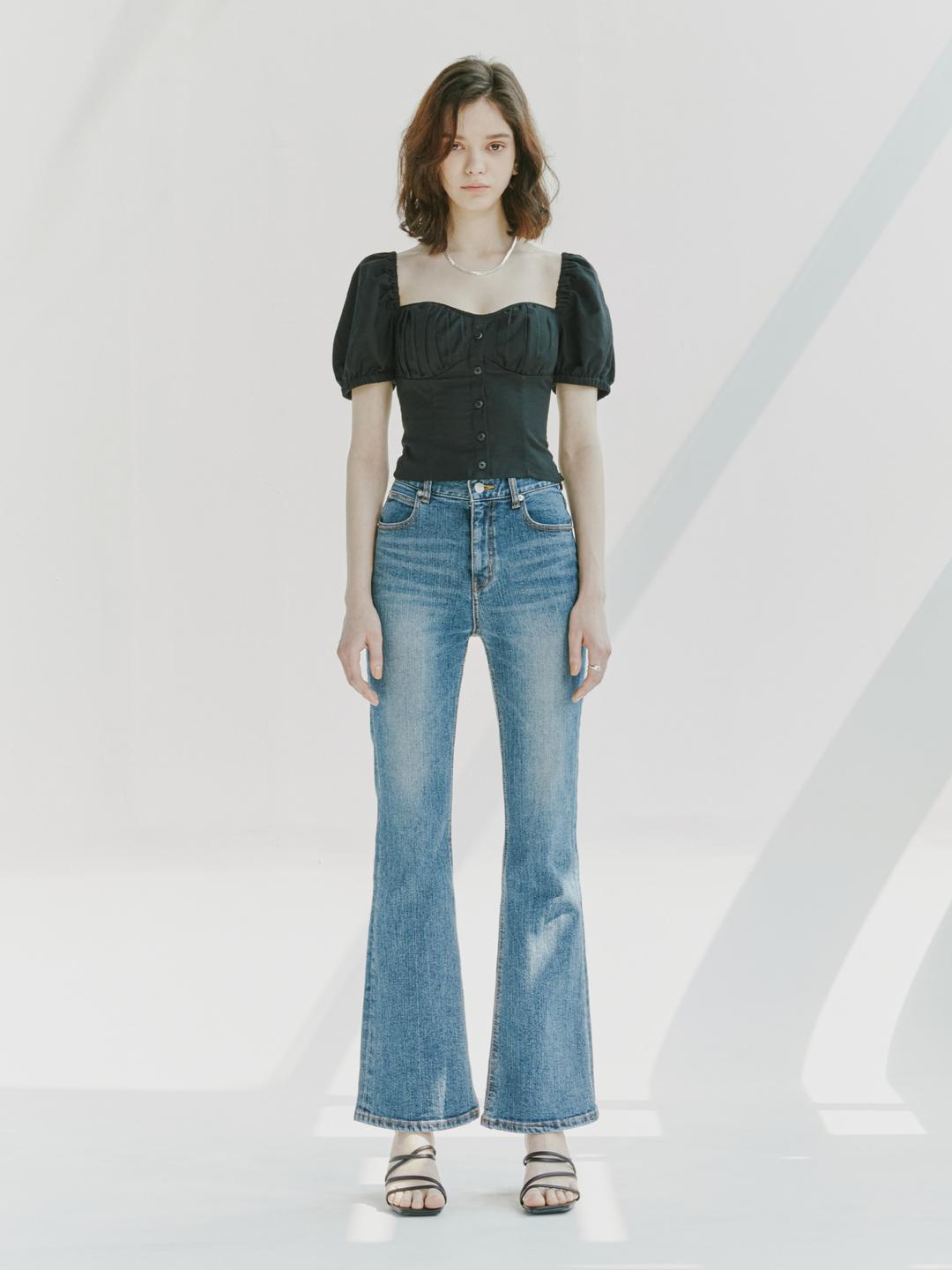 Middle Blue Wide Boots Cut - D002