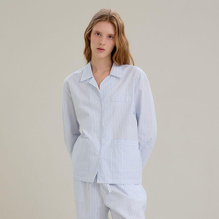 홈웨어 셔츠 & 팬츠 세트 (아이보리 스트라이프) HOME WEAR SHIRTS & PANTS SET (IVORY STRIPE)