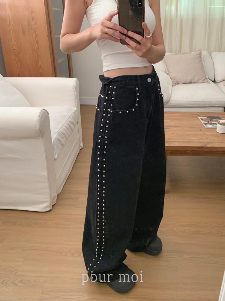 제이키치 찡 더블 팬츠 코튼 포인트 와이드 데님 청바지 (2col)