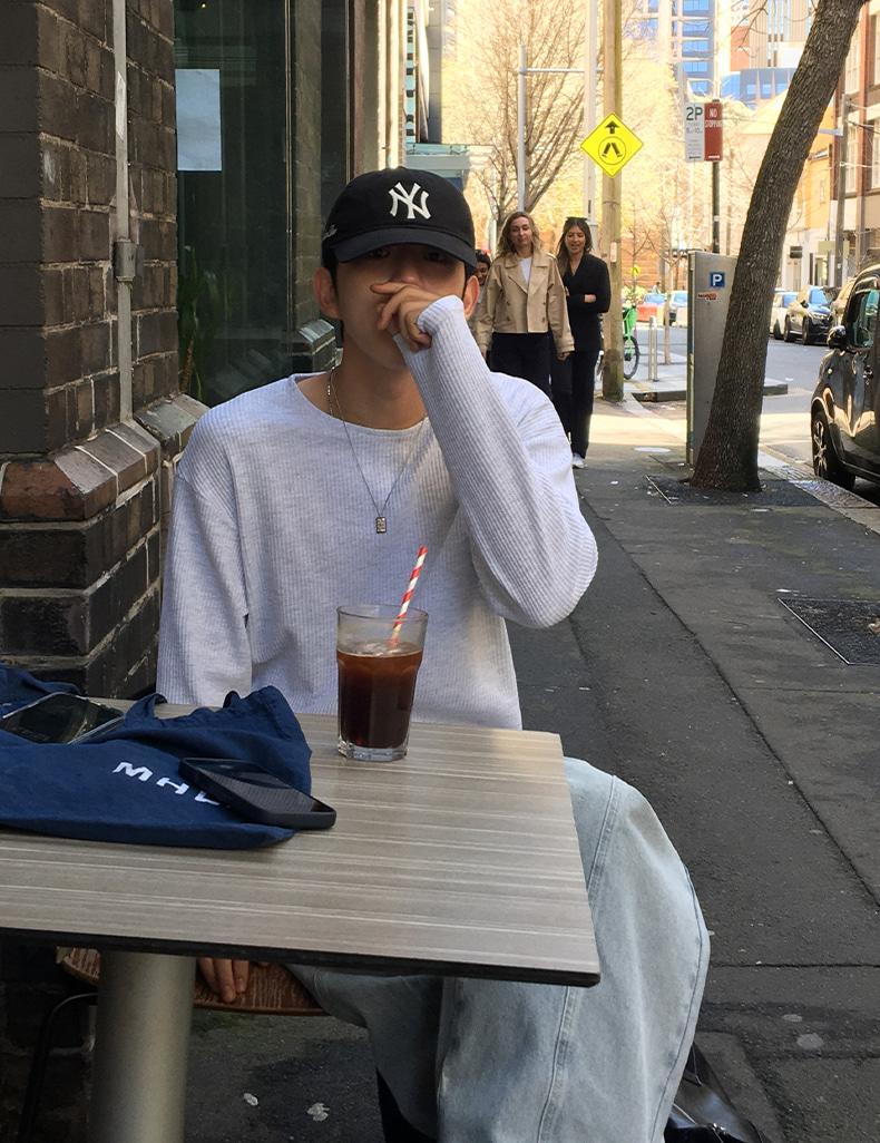 1+1 와플 크롭 머슬 긴팔