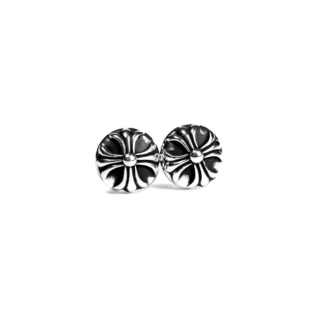 Cross Ball Stud Sterling Silver Jelwelry - Chrome World JP