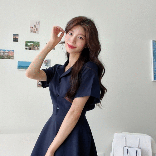 💙A라인💙 파운드 카라 반팔 셔츠원피스 /반팔원피스/청치마/플리츠스커트/미니원피스/뷔스티에원피스/하객룩/데님원피스/캉캉원피스/쉬폰원피스/카라원피스/레이어드원피스/하객원피스